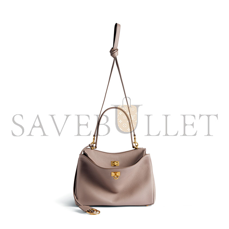 BALENCIAGA WOMEN'S RODEO HANDBAG SMALL GRAINED CALFSKIN IN SESAME 7897792ABV52914 (27*20*10cm) BALENCIAGA WOMEN'S RODEO HANDBAG SMALL GRAINED CALFSKIN IN SESAME 7897792ABV52914 (27*20*10cm)